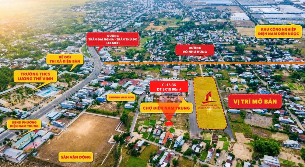 Bán Lô Góc 2 Mặt Tiền Gần Chợ Điện Nam Trung – Đường 15m – 90m² – Giá Chỉ 1.X Tỷ